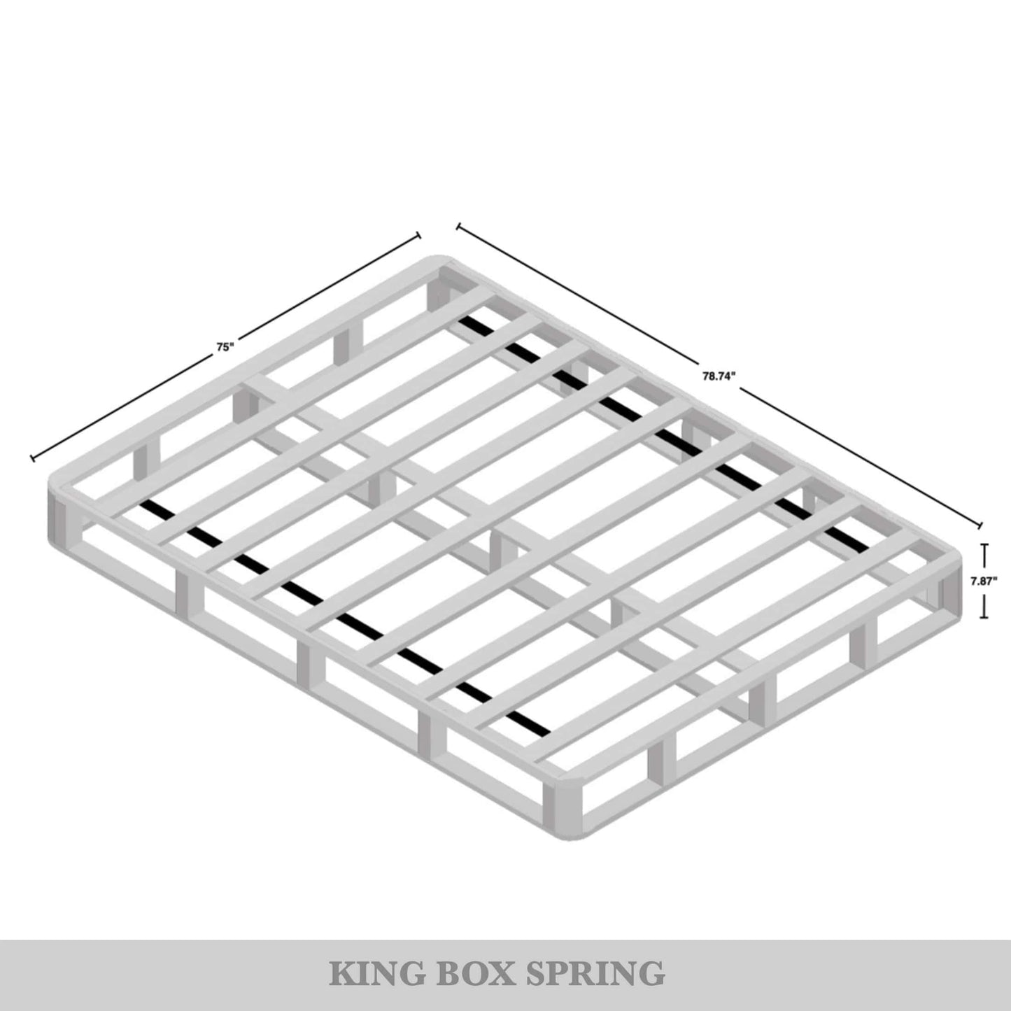 Base per letto a molle in legno massello CraftPorch da 8 pollici con doghe in legno e rivestimento in lino nero