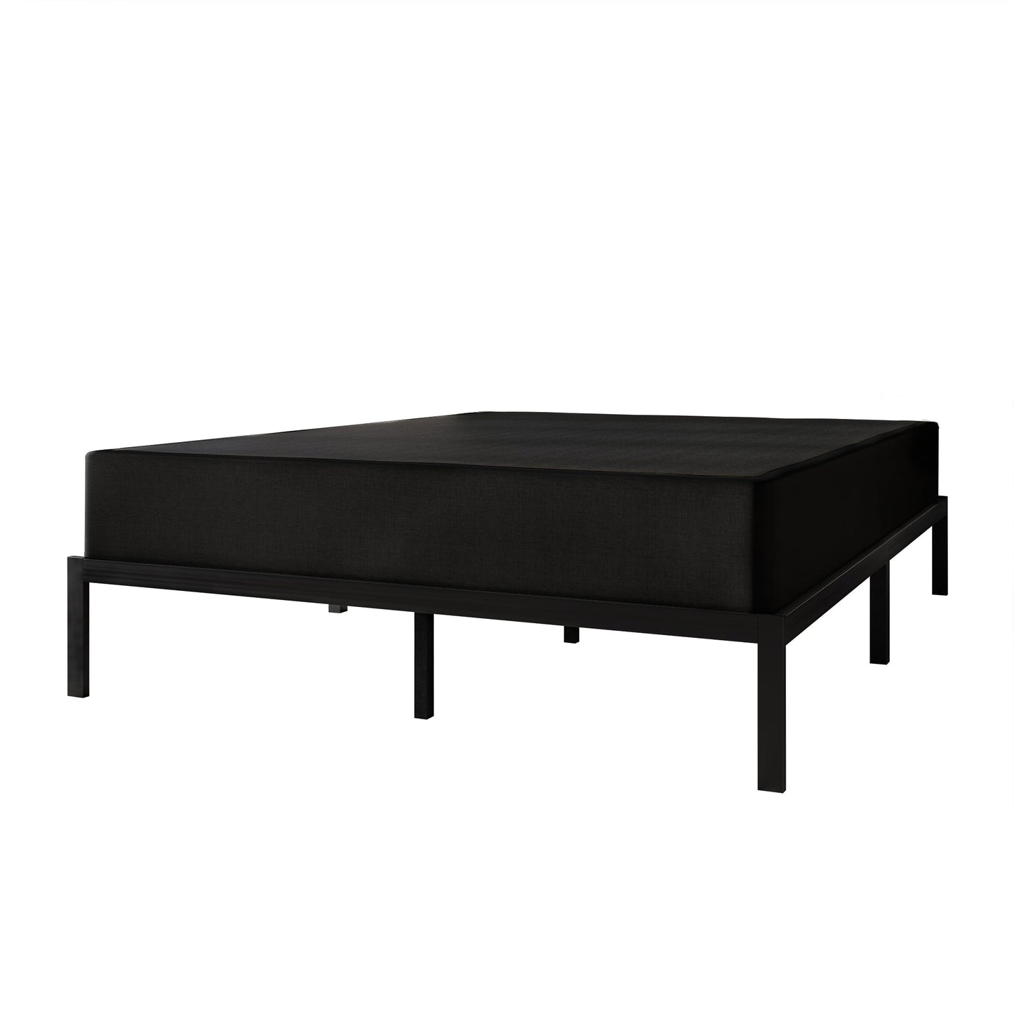 Base per letto a molle in legno massello CraftPorch da 8 pollici con doghe in legno e rivestimento in lino nero