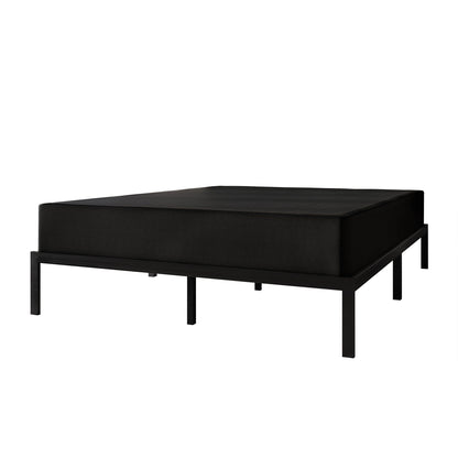 Base per letto a molle in legno massello CraftPorch da 8 pollici con doghe in legno e rivestimento in lino nero