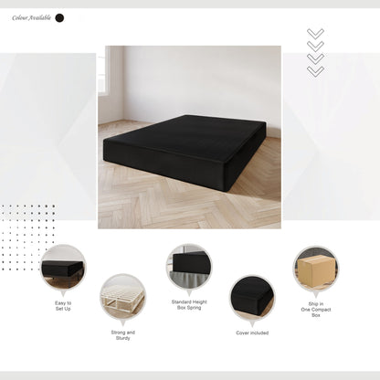 Base per letto a molle in legno massello CraftPorch da 8 pollici con doghe in legno e rivestimento in lino nero