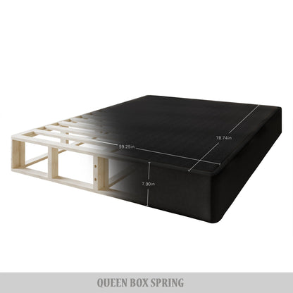 Base per letto a molle in legno massello CraftPorch da 8 pollici con doghe in legno e rivestimento in lino nero