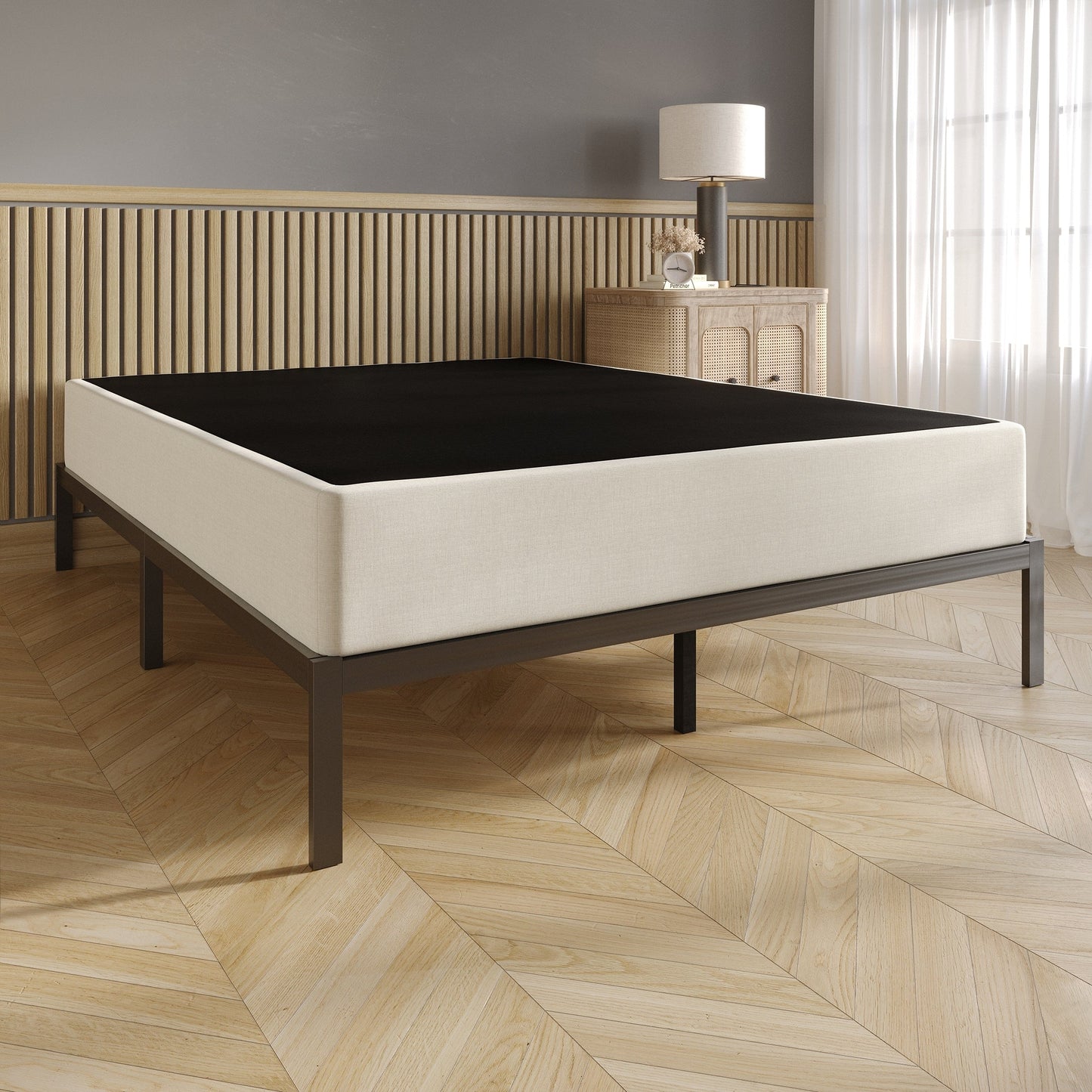 CraftPorch - Letto a molle in metallo rivestito in lino