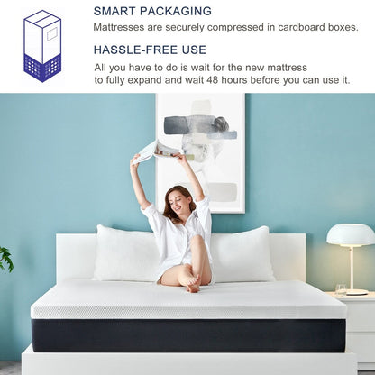 Materasso in memory foam in gel Stiku 10, taglia media, letto in scatola, a basso movimento, trasparente