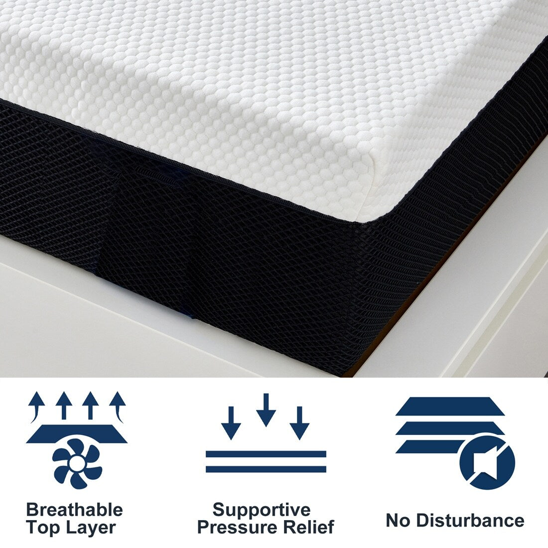 Materasso in memory foam in gel Stiku 10, taglia media, letto in scatola, a basso movimento, trasparente