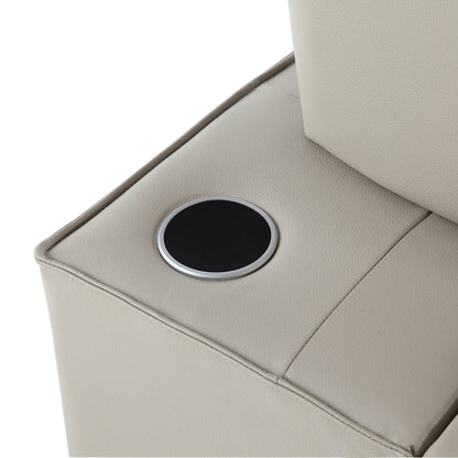 Divano letto in pelle color crema con altoparlante Bluetooth e porte USB