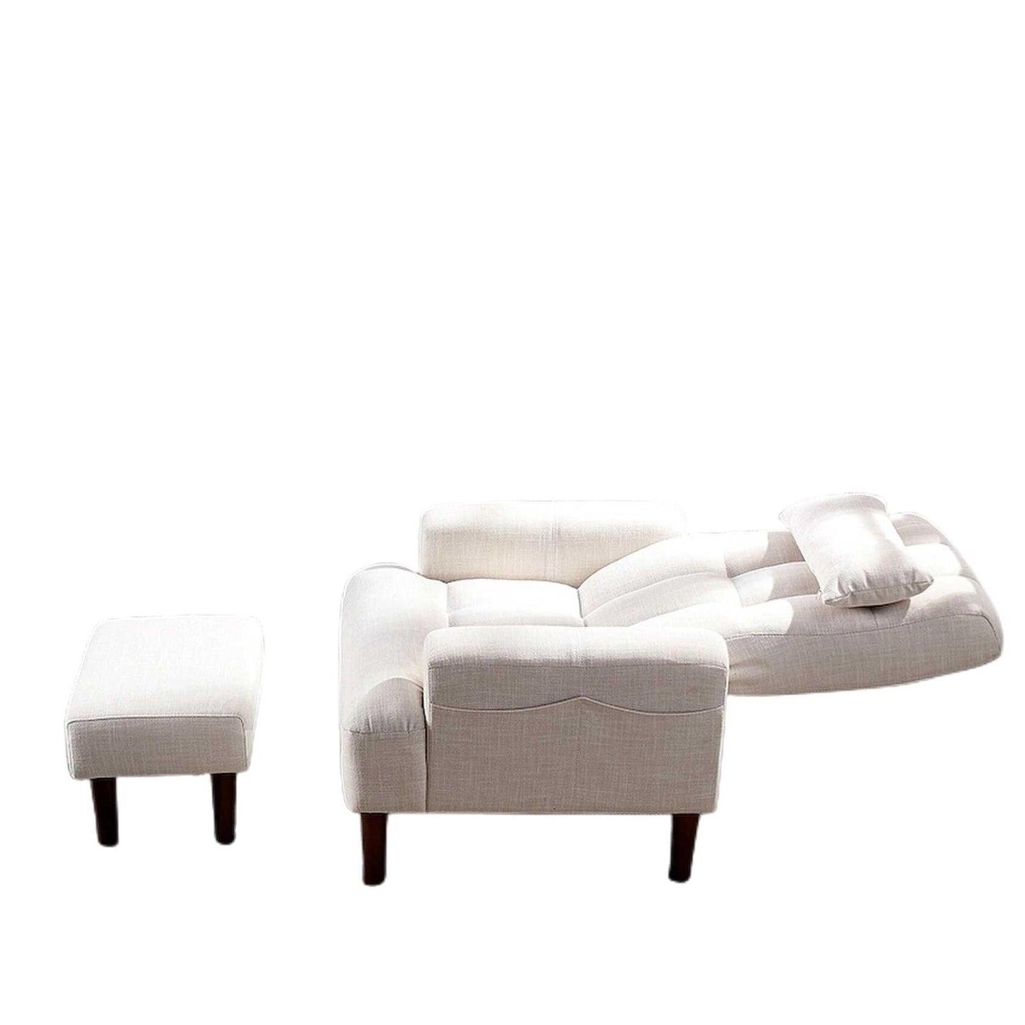 Poltrona lounge multifunzione imbottita con schienale alto bianco crema 26,77 con pouf