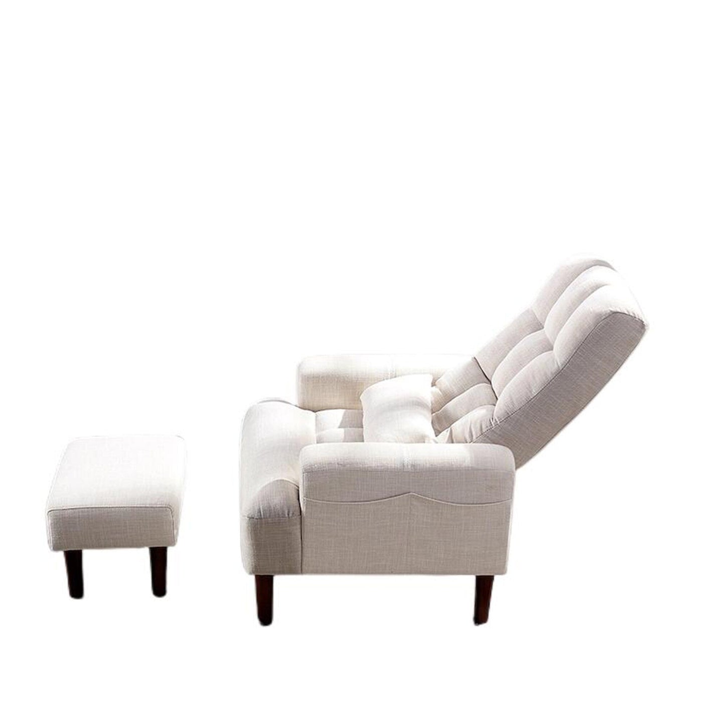 Poltrona lounge multifunzione imbottita con schienale alto bianco crema 26,77 con pouf