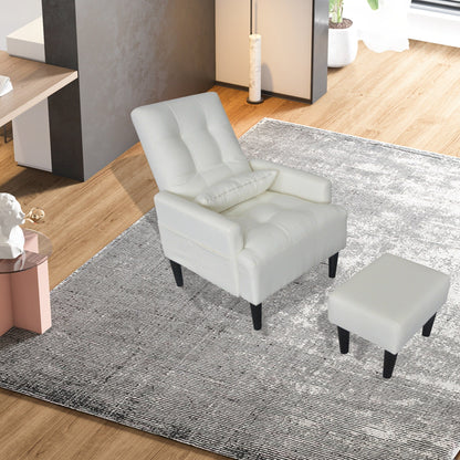 Poltrona lounge multifunzione imbottita con schienale alto bianco crema 26,77 con pouf