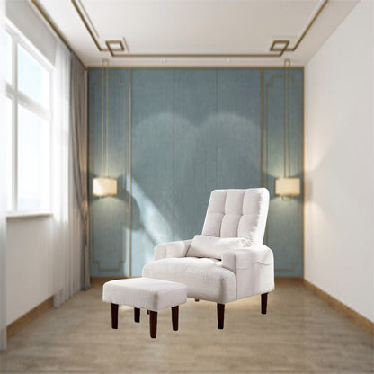 Poltrona lounge multifunzione imbottita con schienale alto bianco crema 26,77 con pouf