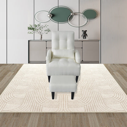 Poltrona lounge multifunzione imbottita con schienale alto bianco crema 26,77 con pouf