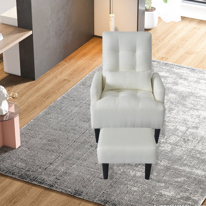 Poltrona lounge multifunzione imbottita con schienale alto bianco crema 26,77 con pouf