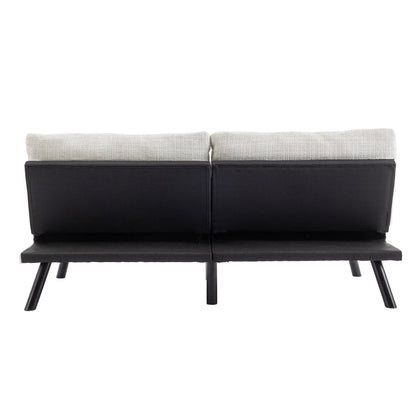 Divano letto futon convertibile in ciniglia bianco crema da 75,6 pollici con gambe in metallo per soggiorno