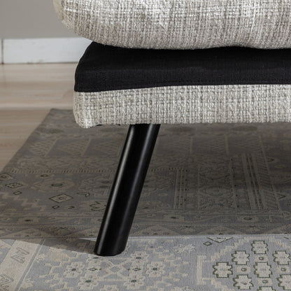 Divano letto futon convertibile in ciniglia bianco crema da 75,6 pollici con gambe in metallo per soggiorno
