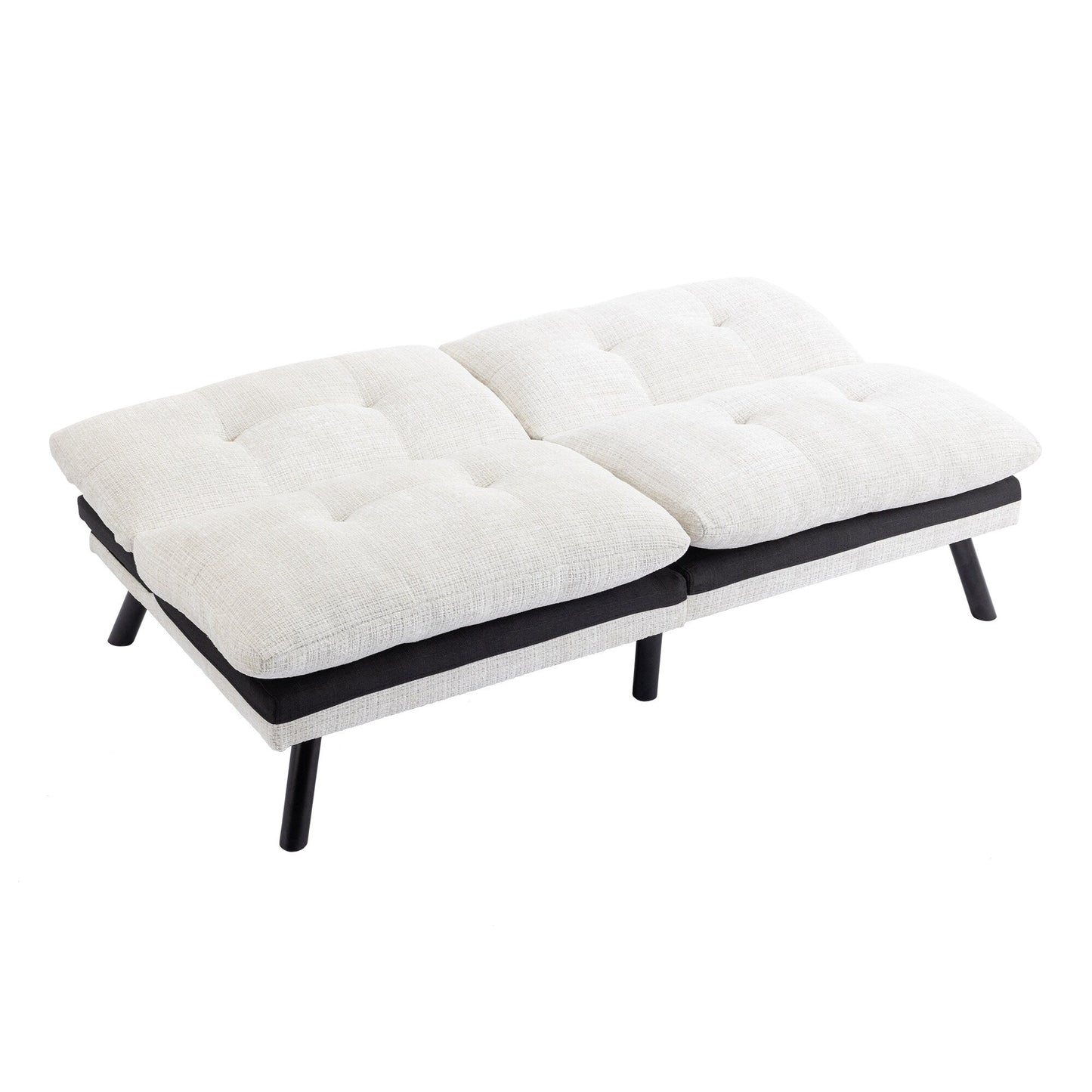 Divano letto futon convertibile in ciniglia bianco crema da 75,6 pollici con gambe in metallo per soggiorno