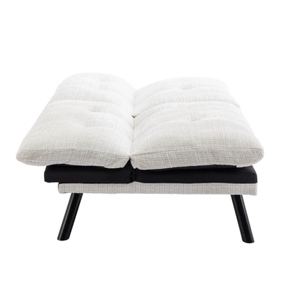 Divano letto futon convertibile in ciniglia bianco crema