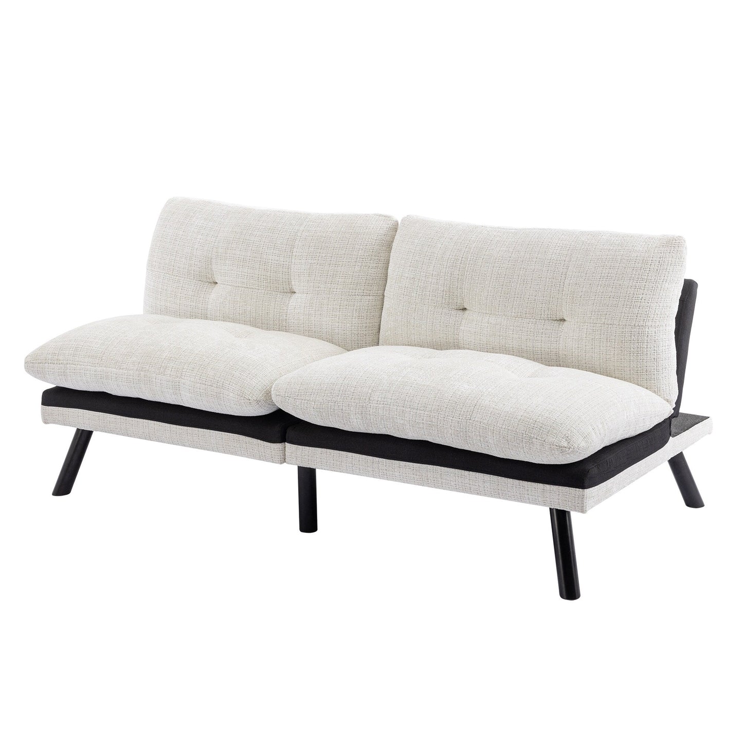 Divano letto futon convertibile in ciniglia bianco crema