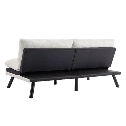 Divano letto futon convertibile in ciniglia bianco crema