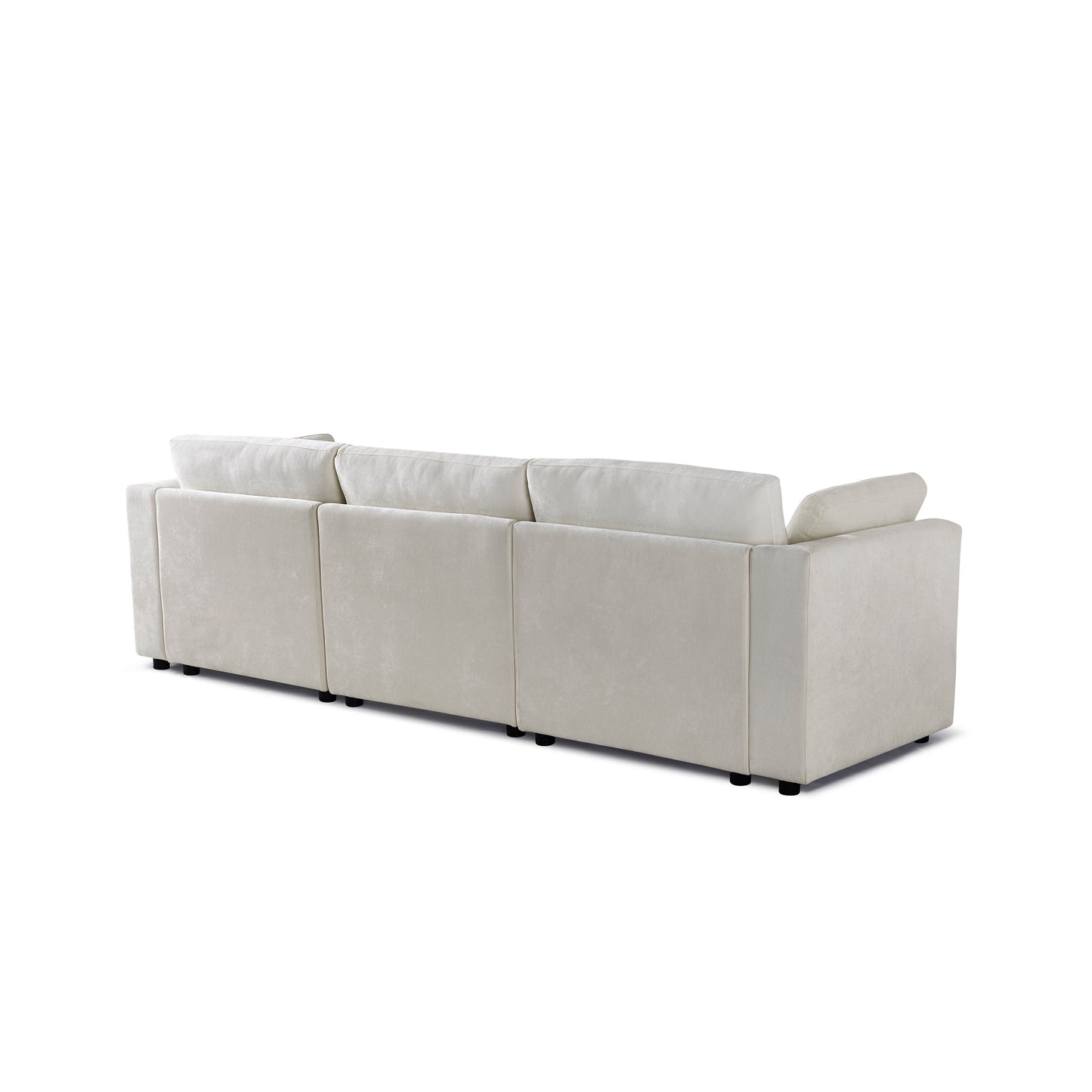 Divano modulare a 3 posti in ciniglia bianco crema 112,99 con struttura in legno massello per soggiorno