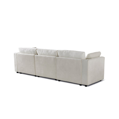 Divano modulare a 3 posti in ciniglia bianco crema 112,99 con struttura in legno massello per soggiorno