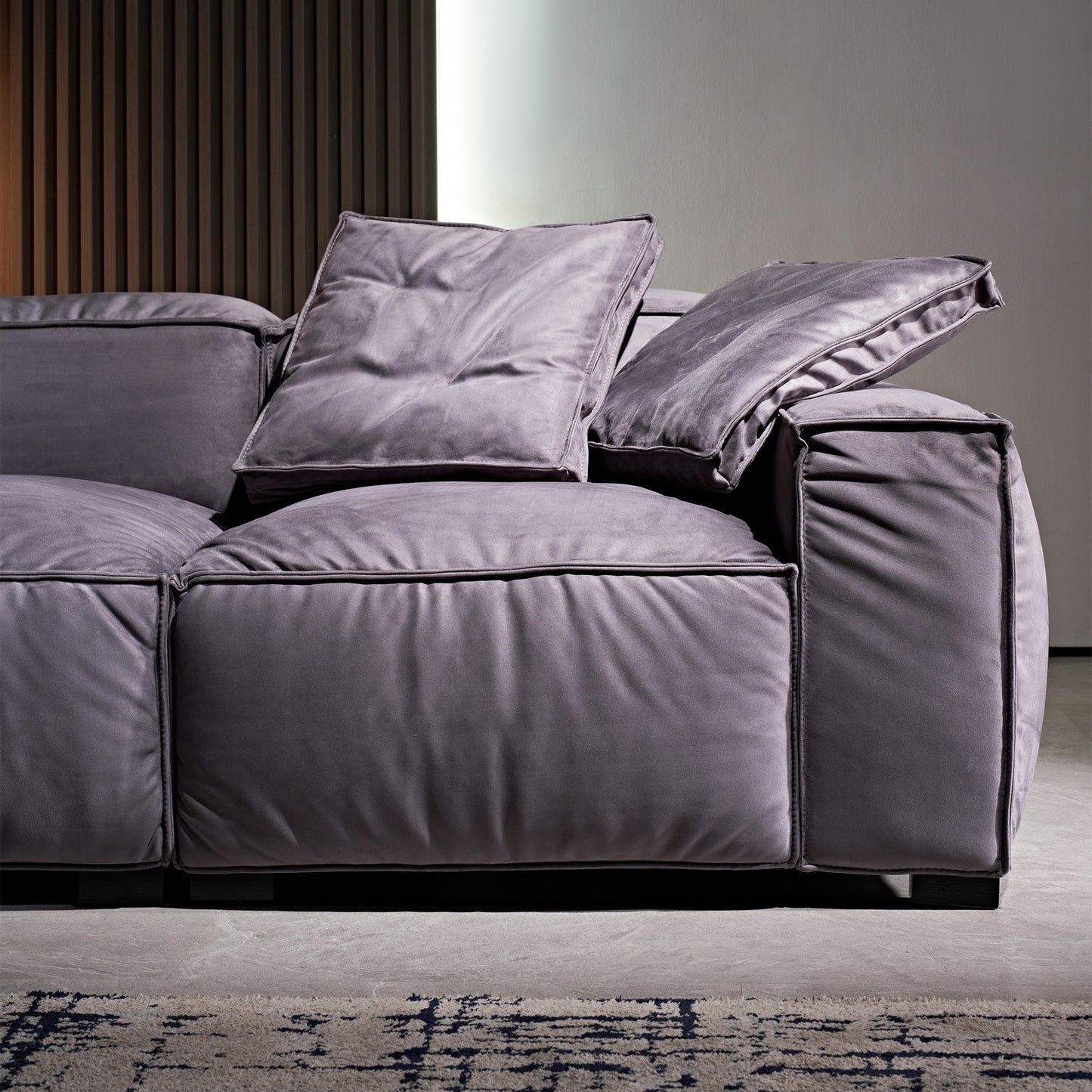 Divano quadrato 110'' Masha Velvet a quattro posti per soggiorno Divano-letto