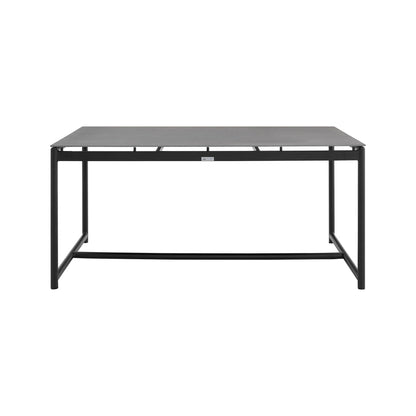 Set da pranzo da esterno Crown in alluminio e teak da 5 pezzi con tessuto grigio