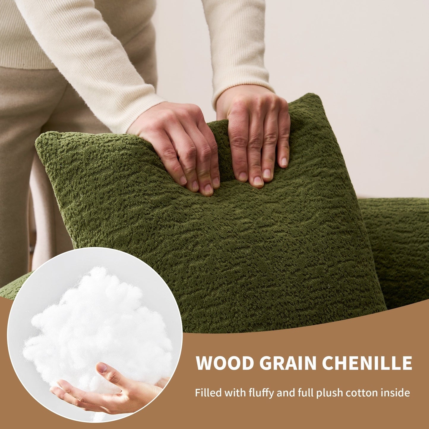 Divano curvo a due posti in spugna a compressione completa 30D in ciniglia, senza montaggio