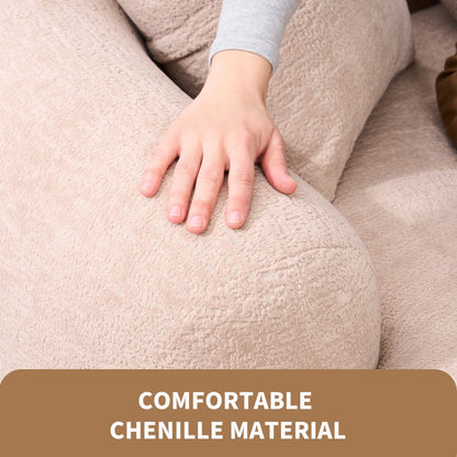 Divano curvo a due posti in spugna a compressione completa 30D in ciniglia, senza montaggio