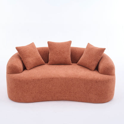 Divano curvo a due posti in spugna a compressione completa 30D in ciniglia, senza montaggio