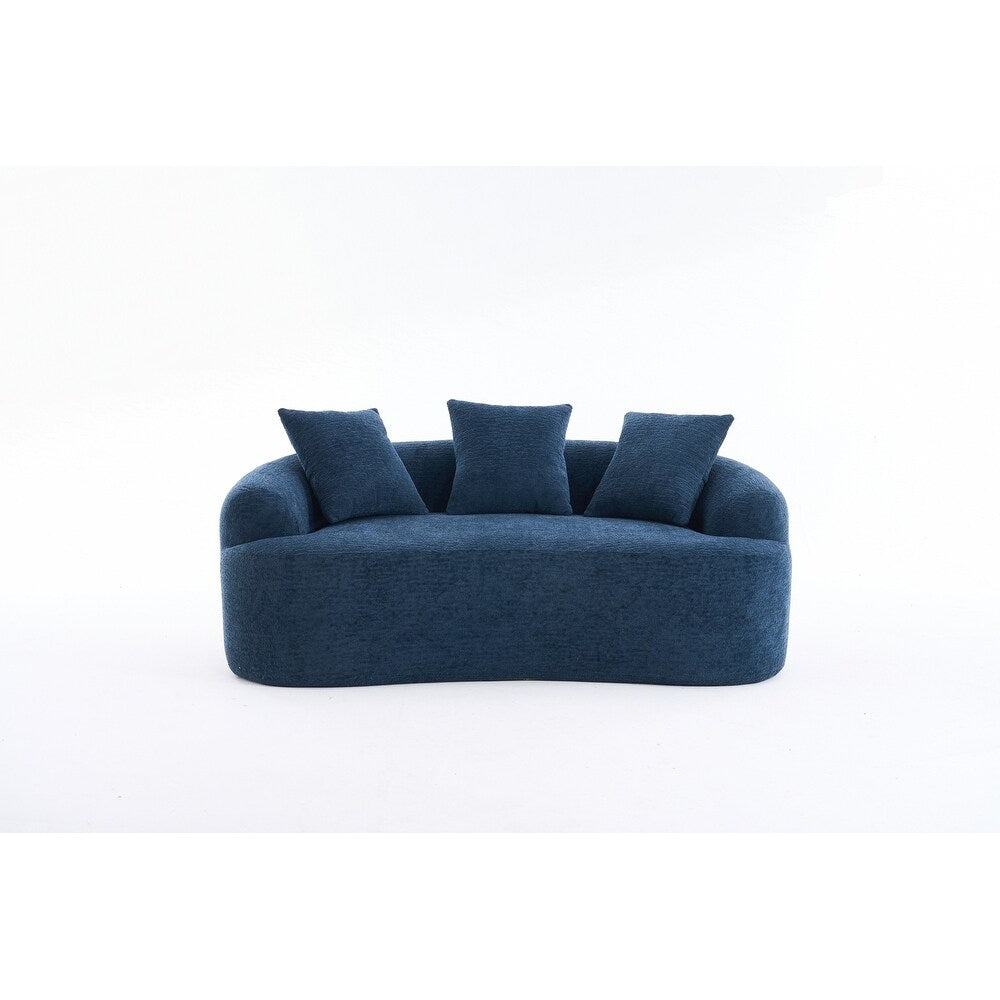 Divano a due posti curvo in spugna a compressione completa bianco