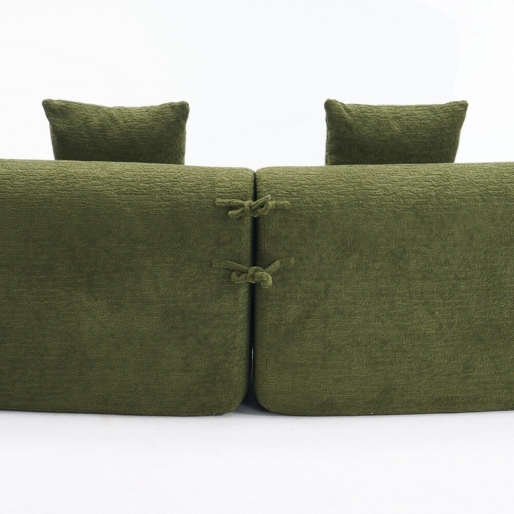 Divano a due posti curvo in spugna a compressione completa bianco