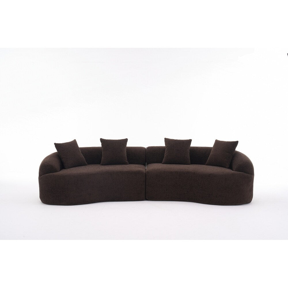 Divano a due posti curvo in spugna a compressione completa bianco