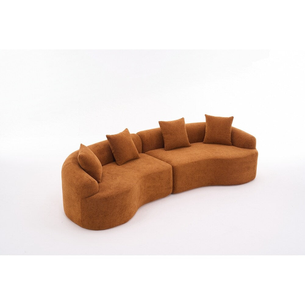 Divano a due posti curvo in spugna a compressione completa bianco