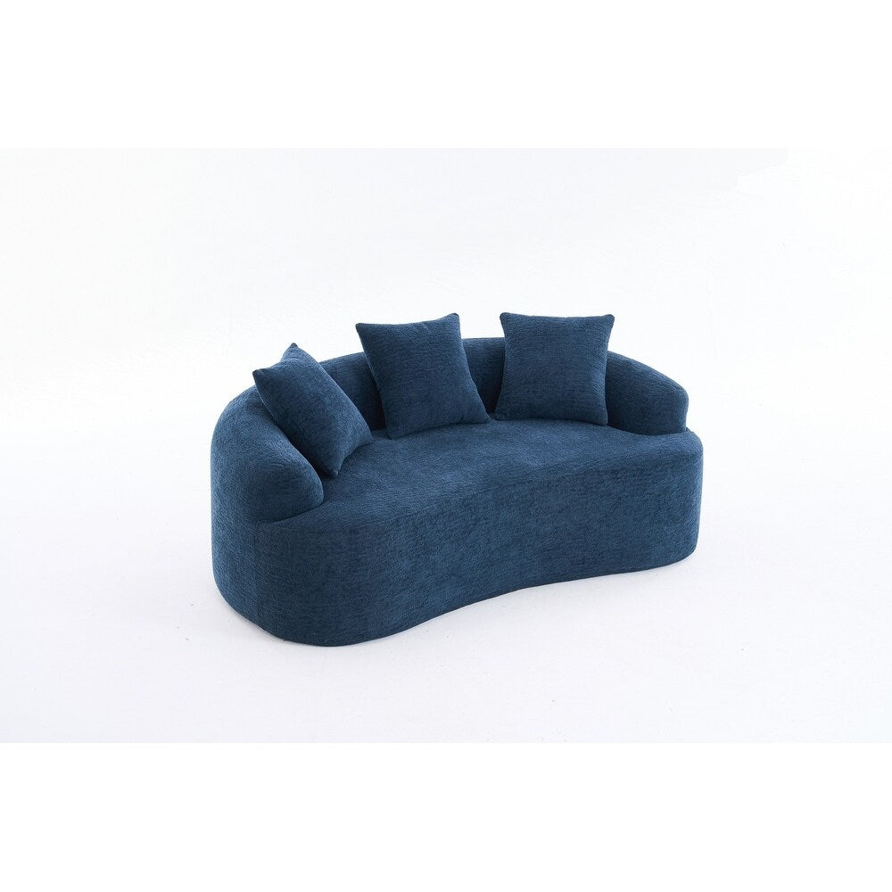 Divano a due posti curvo in spugna a compressione completa bianco