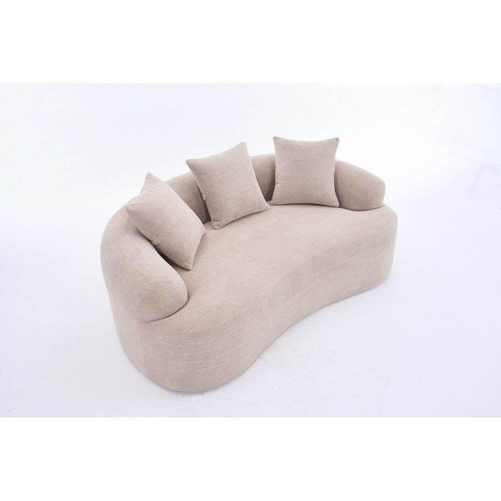 Divano a due posti curvo in spugna a compressione completa bianco