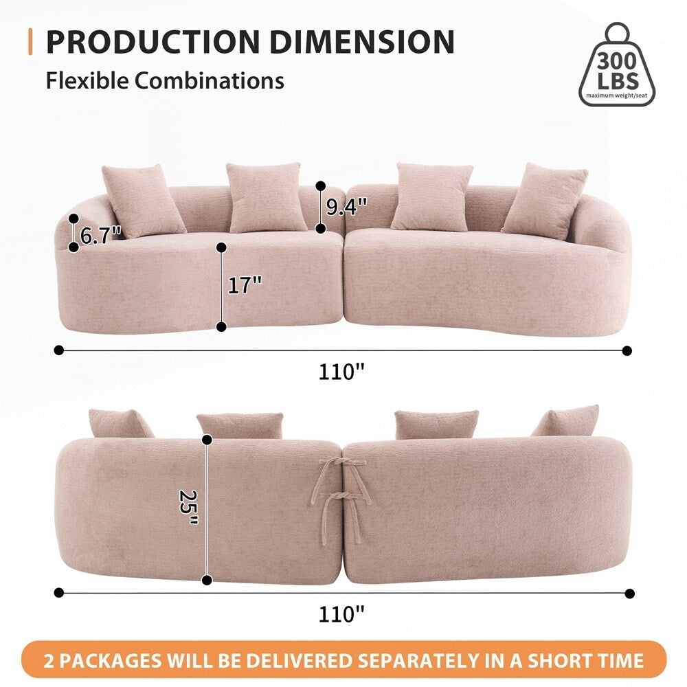 Divano a due posti curvo in spugna a compressione completa bianco