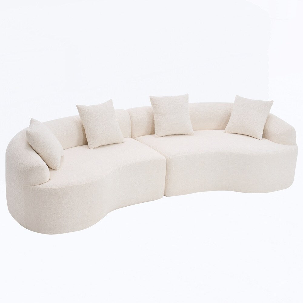 Divano a due posti curvo in spugna a compressione completa bianco