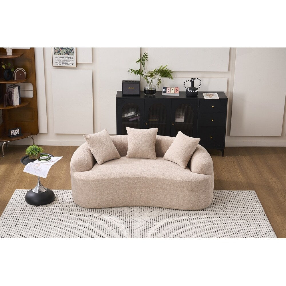 Divano a due posti curvo in spugna a compressione completa bianco