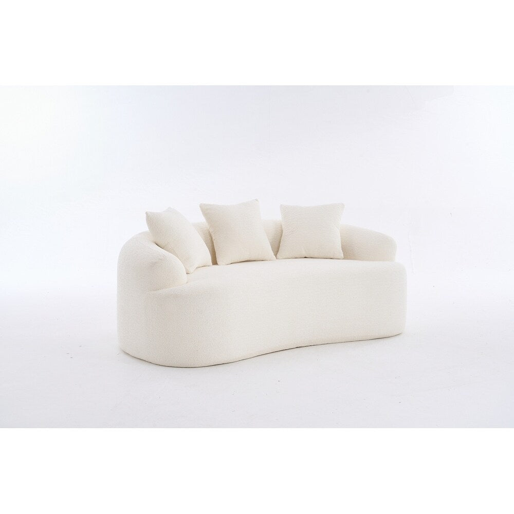 Divano a due posti curvo in spugna a compressione completa bianco