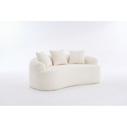 Divano a due posti curvo in spugna a compressione completa bianco