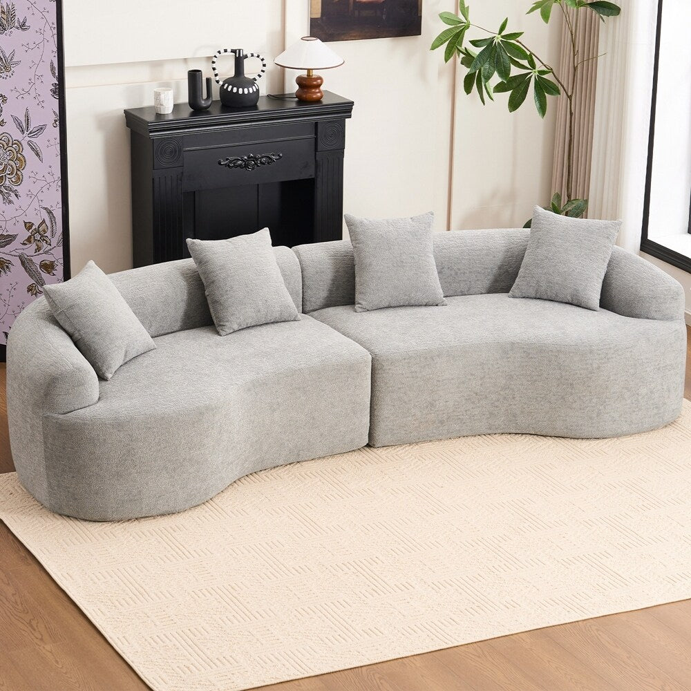 Divano a due posti curvo in spugna a compressione completa bianco