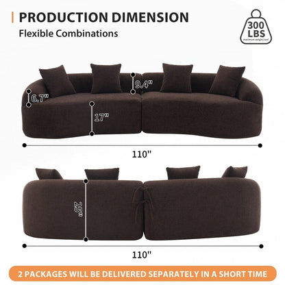 Divano a due posti curvo in spugna a compressione completa bianco