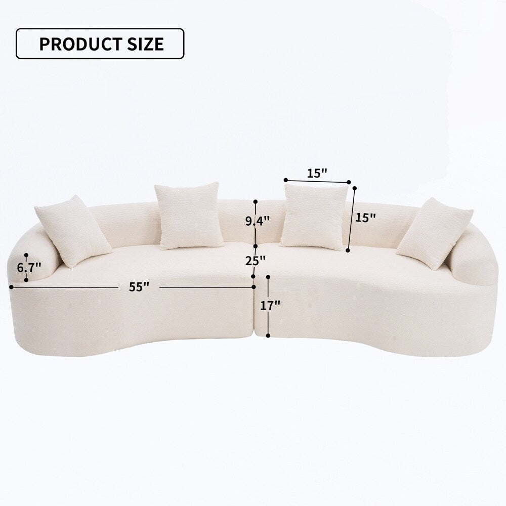 Divano a due posti curvo in spugna a compressione completa bianco