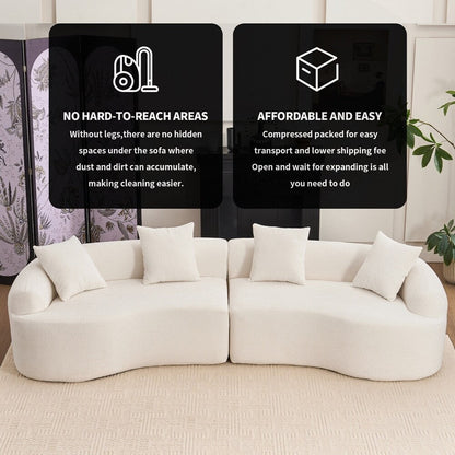 Divano a due posti curvo in spugna a compressione completa bianco