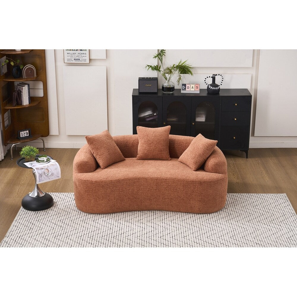 Divano a due posti curvo in spugna a compressione completa bianco