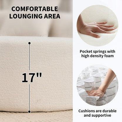 Divano a due posti curvo in spugna a compressione completa bianco