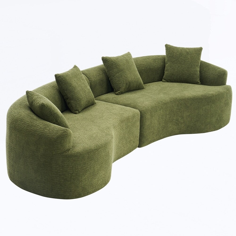 Divano a due posti curvo in spugna a compressione completa bianco