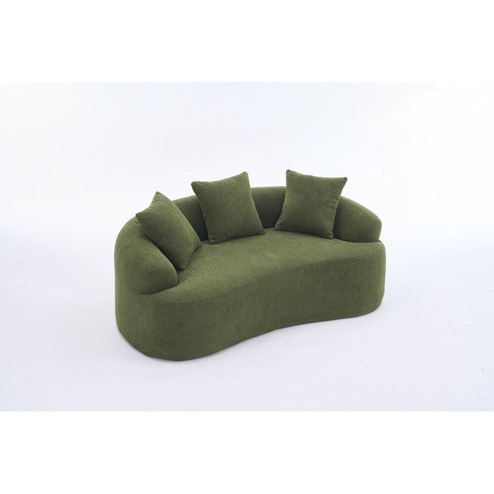 Divano a due posti curvo in spugna a compressione completa bianco