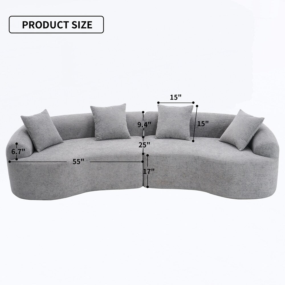 Divano a due posti curvo in spugna a compressione completa bianco