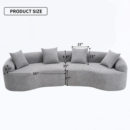 Divano a due posti curvo in spugna a compressione completa bianco