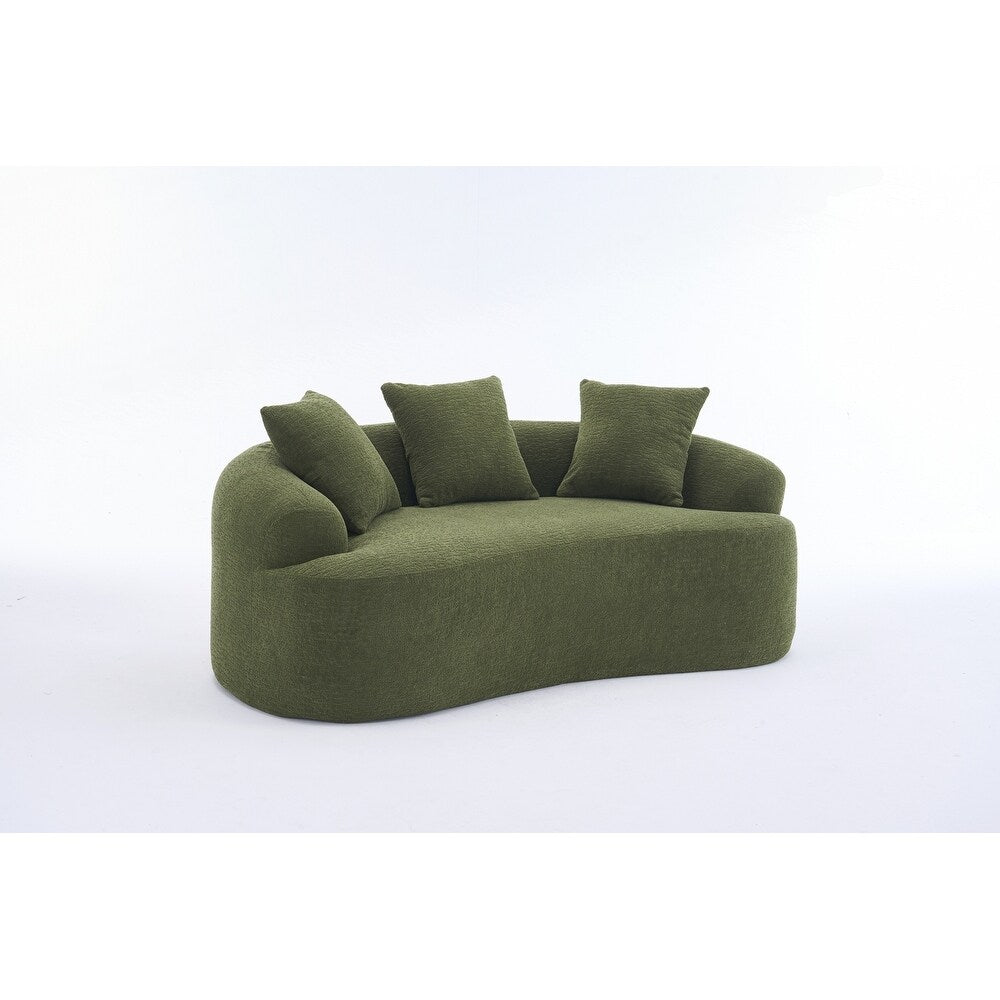 Divano a due posti curvo in spugna a compressione completa bianco